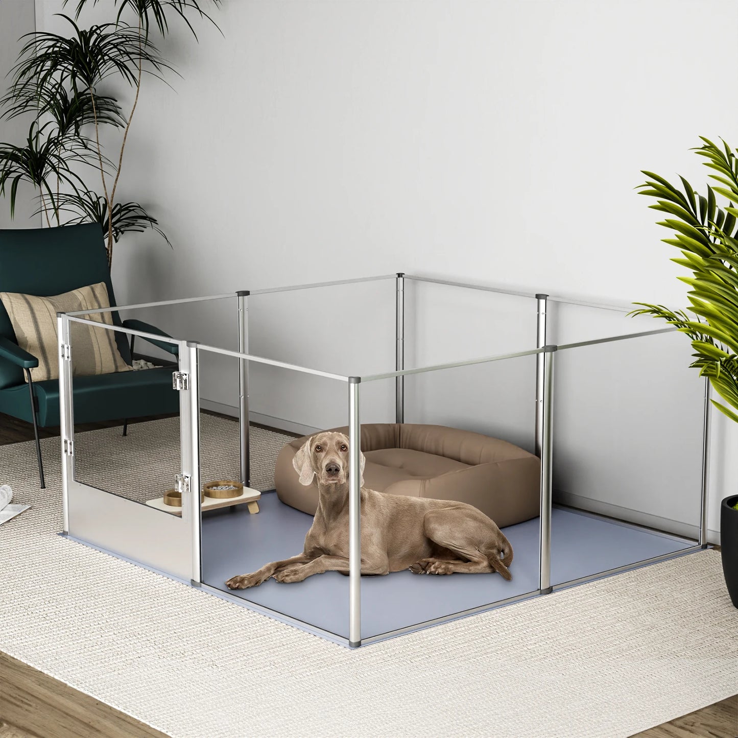 BINGOPAW Acrylic Dog Playpen Fence With Waterproof Pad For Pets