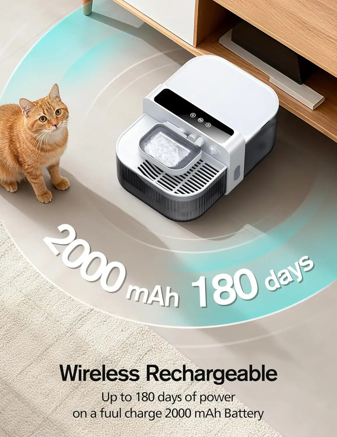 Wireless Pet Water Fountain With Custom Flow Schedule For Cats
