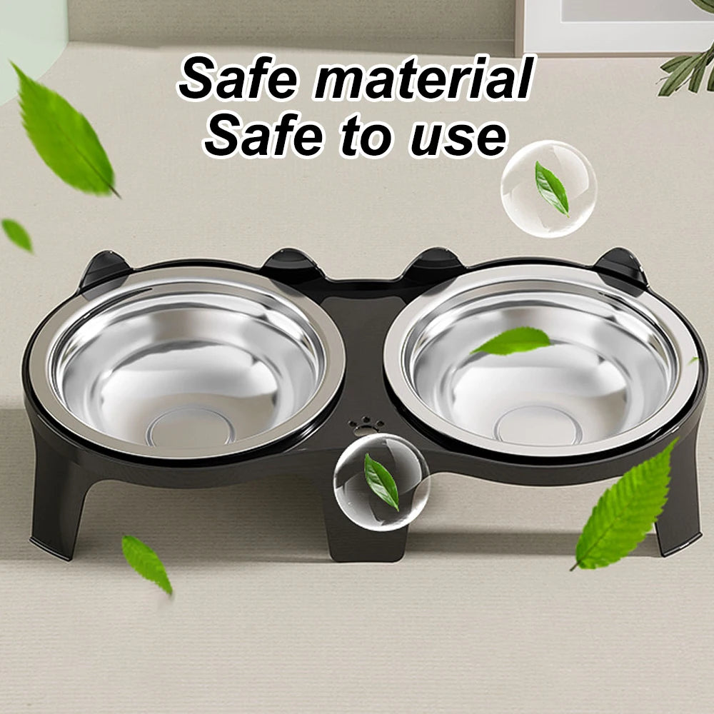Stainless Steel Cat Food and Water Bowl Anti Tip Design
