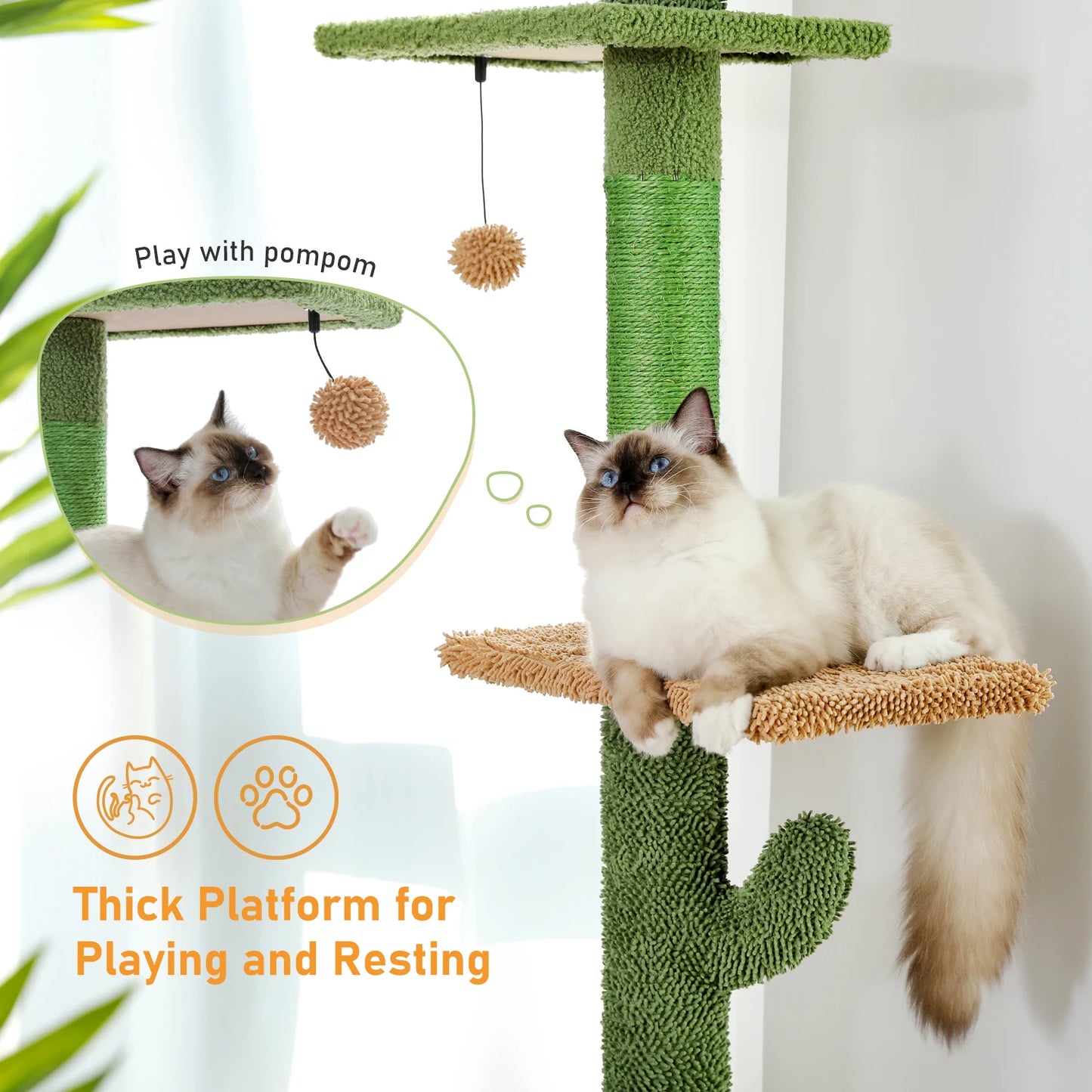 PAWZ Road Cat Tree 5 Tier Floor to Ceiling Climbing Tower Scratching Post