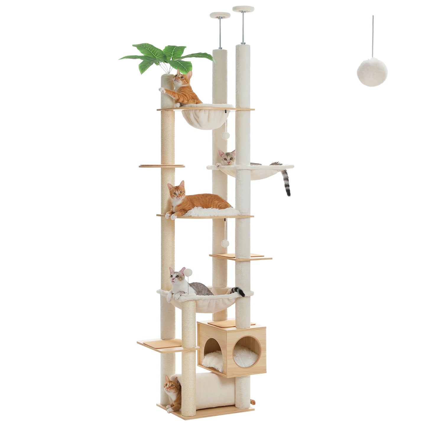 PAWZ Road Height Adjustable Cat Tree With Sisal Posts