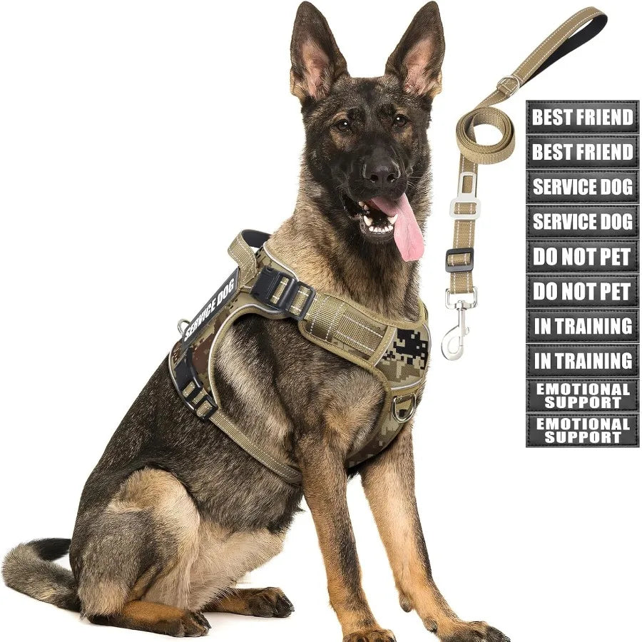 Hign Concerned Chemical Tactical Dog Harness And Reflective Leash Set