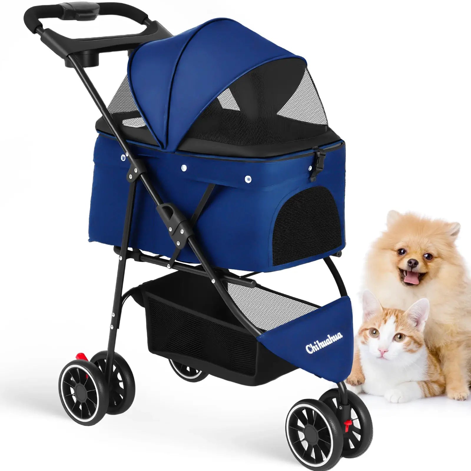 Chihuahua Pet Stroller for Dogs and Cats Portable Foldable Carrier by Furtastic Pet Essentials