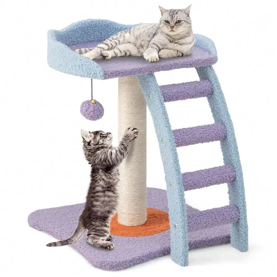 Two Tier Modern Cat Tree Tower Kitten Activity Center With Sisal Scratching Post