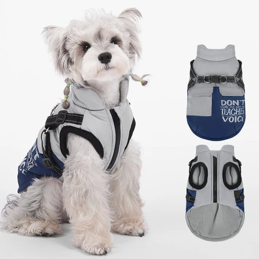 High Concerned Dog Winter Coat With Pocket Reflective Harness Jacket