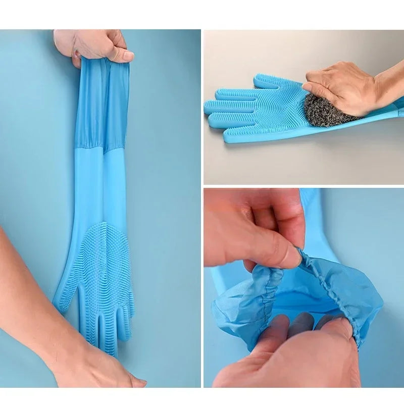 Silicone Pet Grooming Cleaning Gloves For Dogs And Cats Bathing