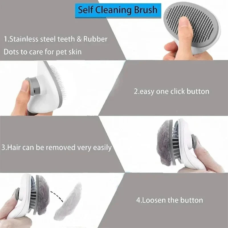 DIAMRI Self-Cleaning Pet Grooming Brush With Retractable Bristles