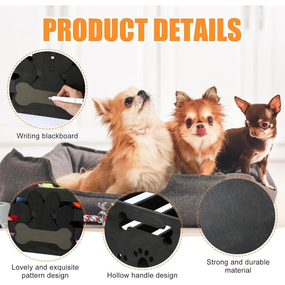 Plastic Dog Toy Storage Basket With Handles And Paw Pattern