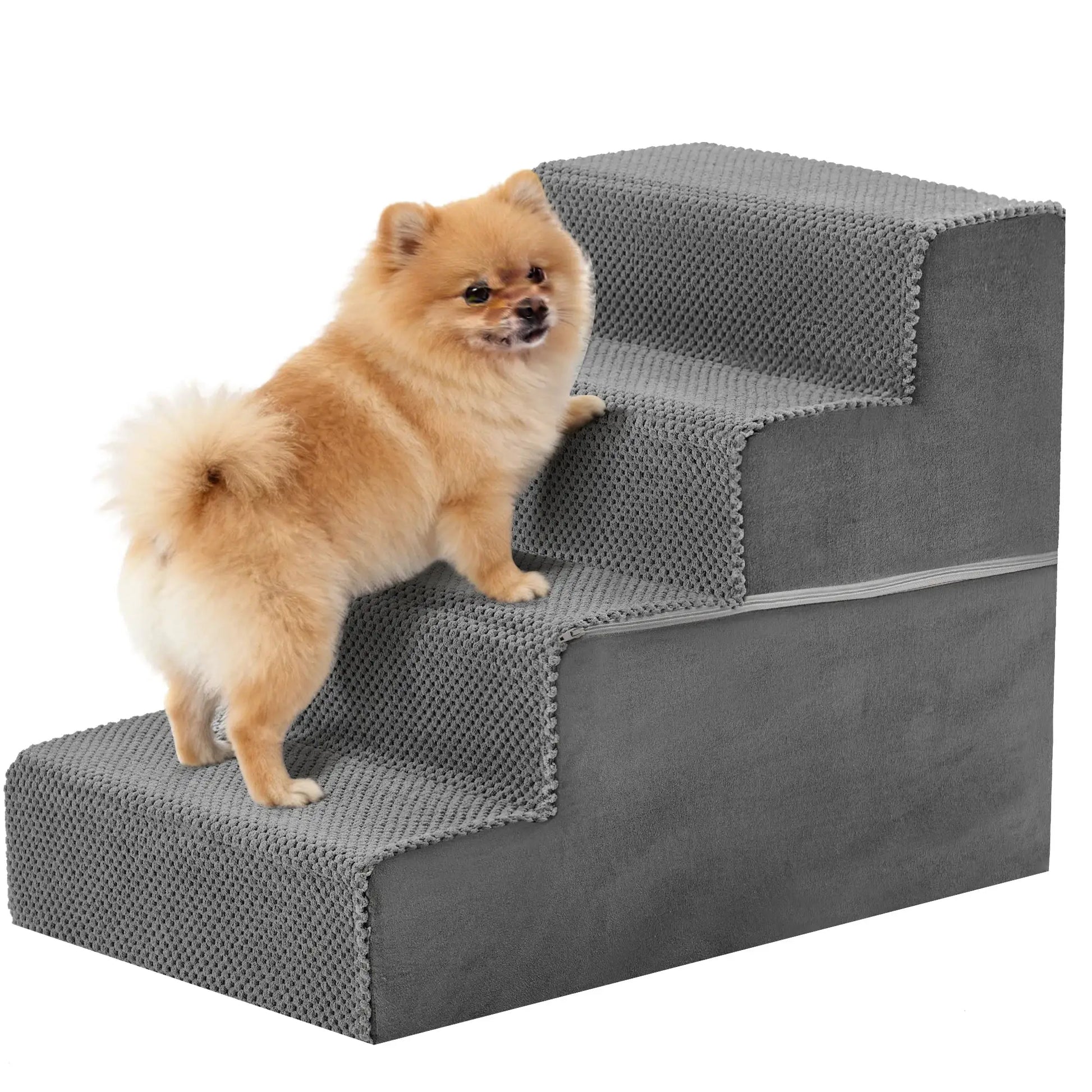 JHK 3-5 Step Right Angled Foam Dog Stairs Ramp for Small Dogs Climbing Ladder Indoor Non-Slip Pet Ladder Ramp Stairs For Home by Furtastic Pet Essentials