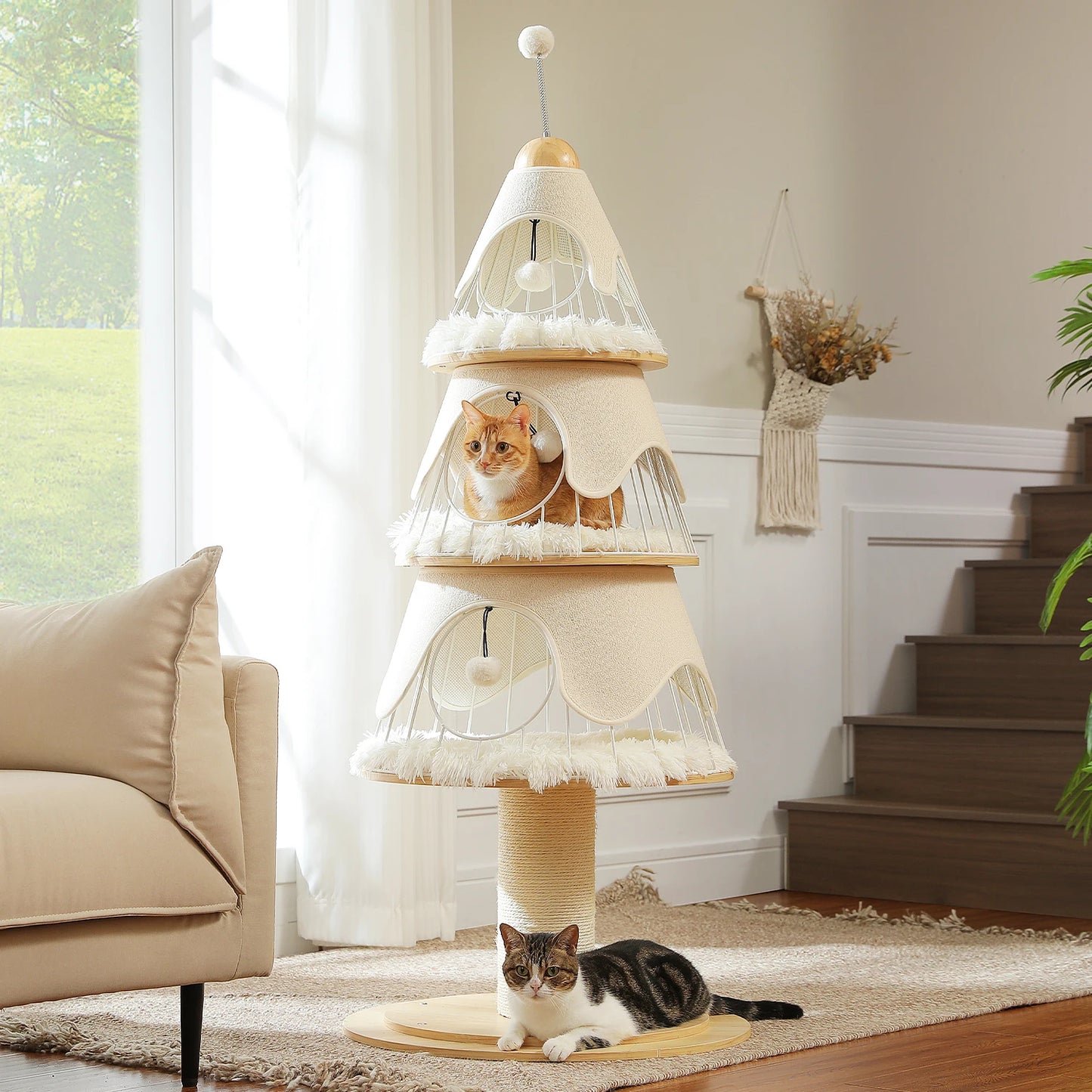 PAWZ Road Modern Cat Tree Tower With Thick Scratching Post And Metal Frame