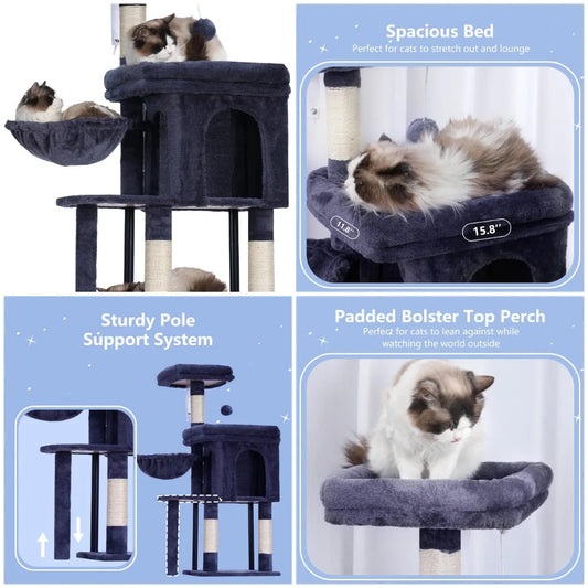 MPJ Premium Cat Tree Tower With Cozy Condo And Hammock