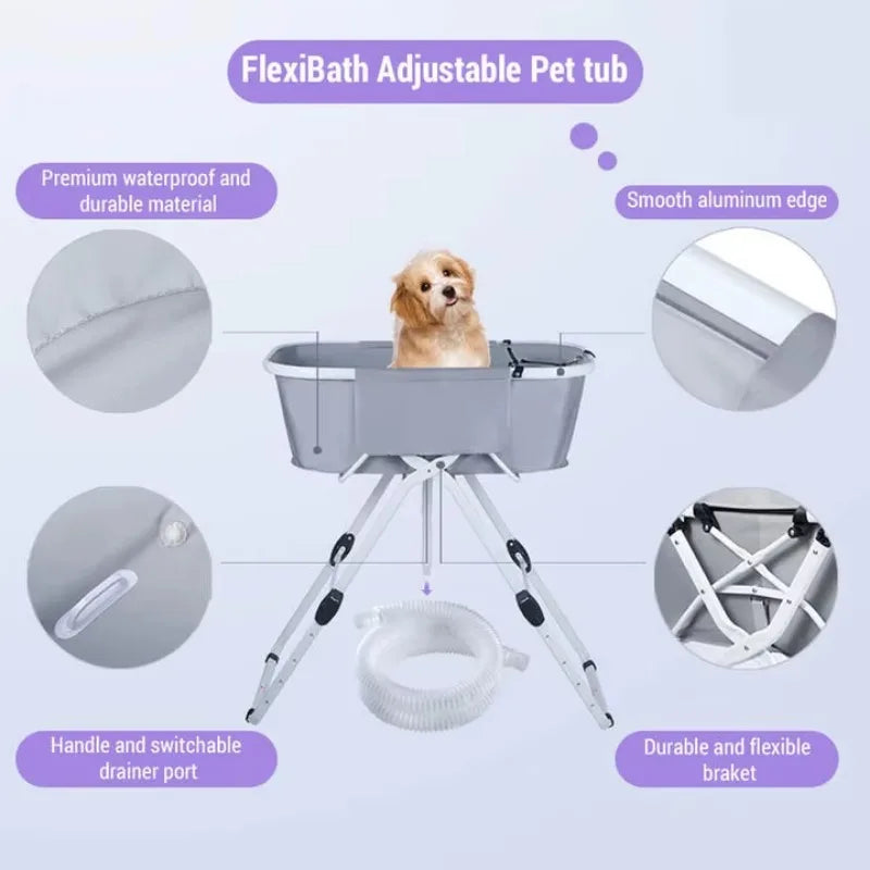 NONE Elevated Dog Bath Tub Foldable Pet Bathing Station for Medium to Large Pets