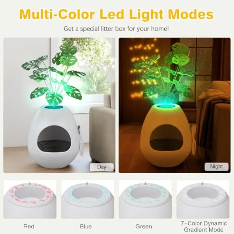 XMSJ Eggloa6 Hidden Litter Box With Plant Decor Odor Control