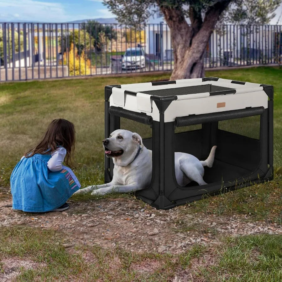 Hign-concerned Soft Pet Kennel With 3 Door And Breathable Mesh
