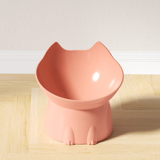 Elevated Cat Bowl Anti Tip Raised Feeding Dish With Tilted Edge Neck Protection
