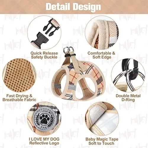 YTYIN Safe Harness And Leash Set For Small Dogs Reflective
