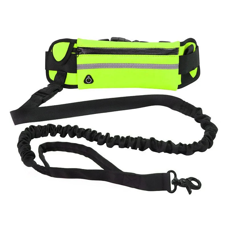 Reflective Hands Free Dog Leash With Retractable Belt Waist Bag