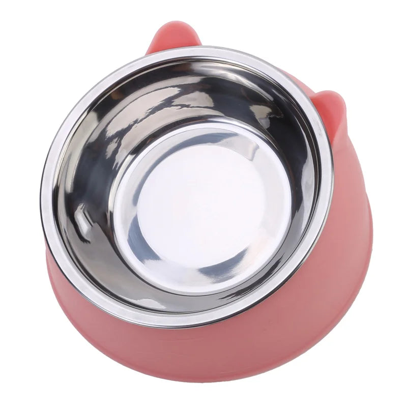 Stainless Steel Cat Feeding Bowl With Inclined Design For Cats