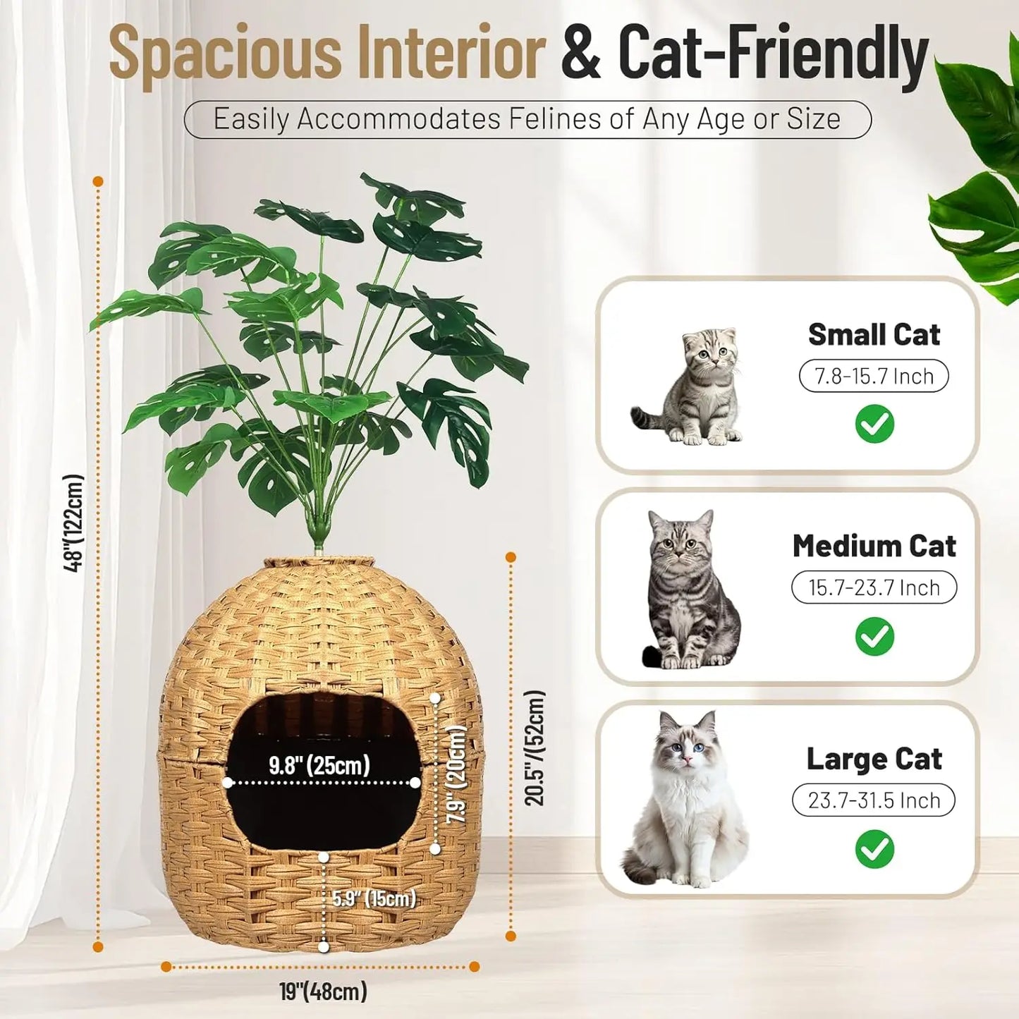 XMSJ Hidden Cat Litter Box With Faux Plant Odor Control