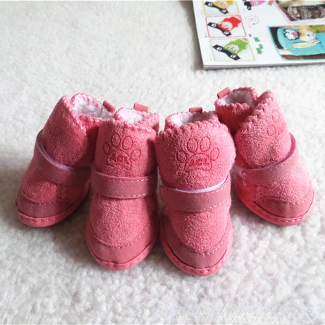 Dog Boots 4 Pack Thick Warm Shoes For Rain And Snow Puppies