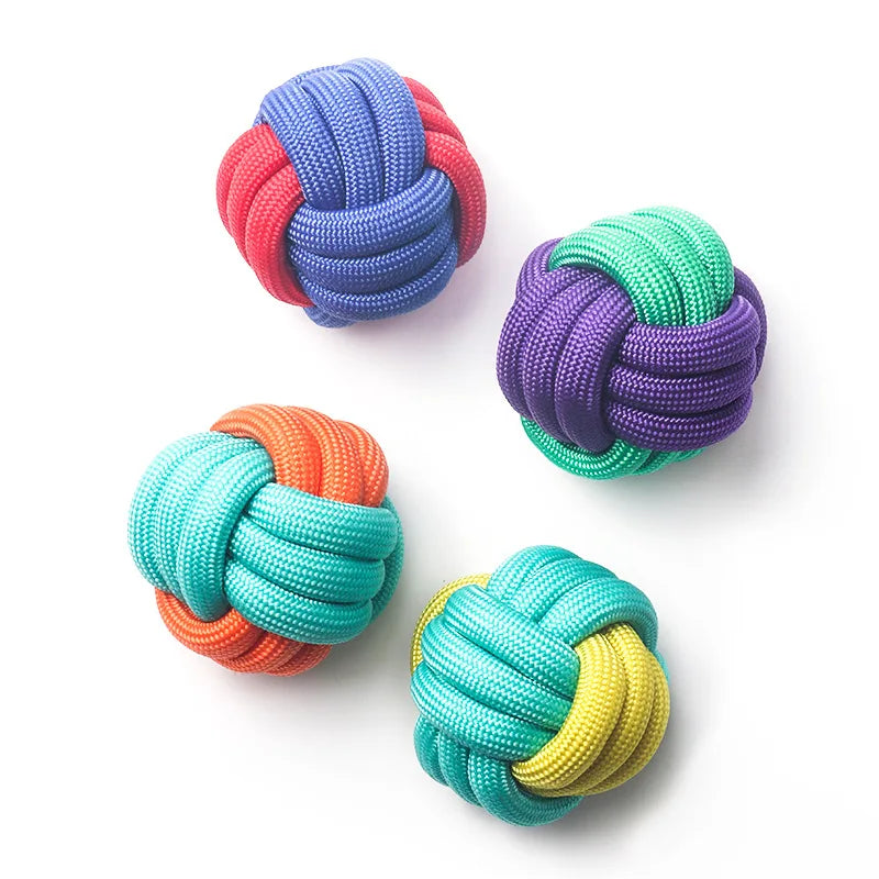 Durable Braided Rope Ball Dog Toy With Handle For Puppies