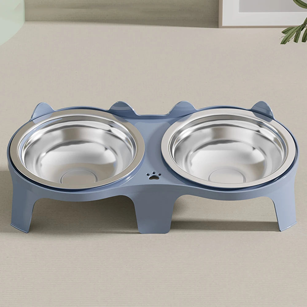 Stainless Steel Cat Food and Water Bowl Anti Tip Design