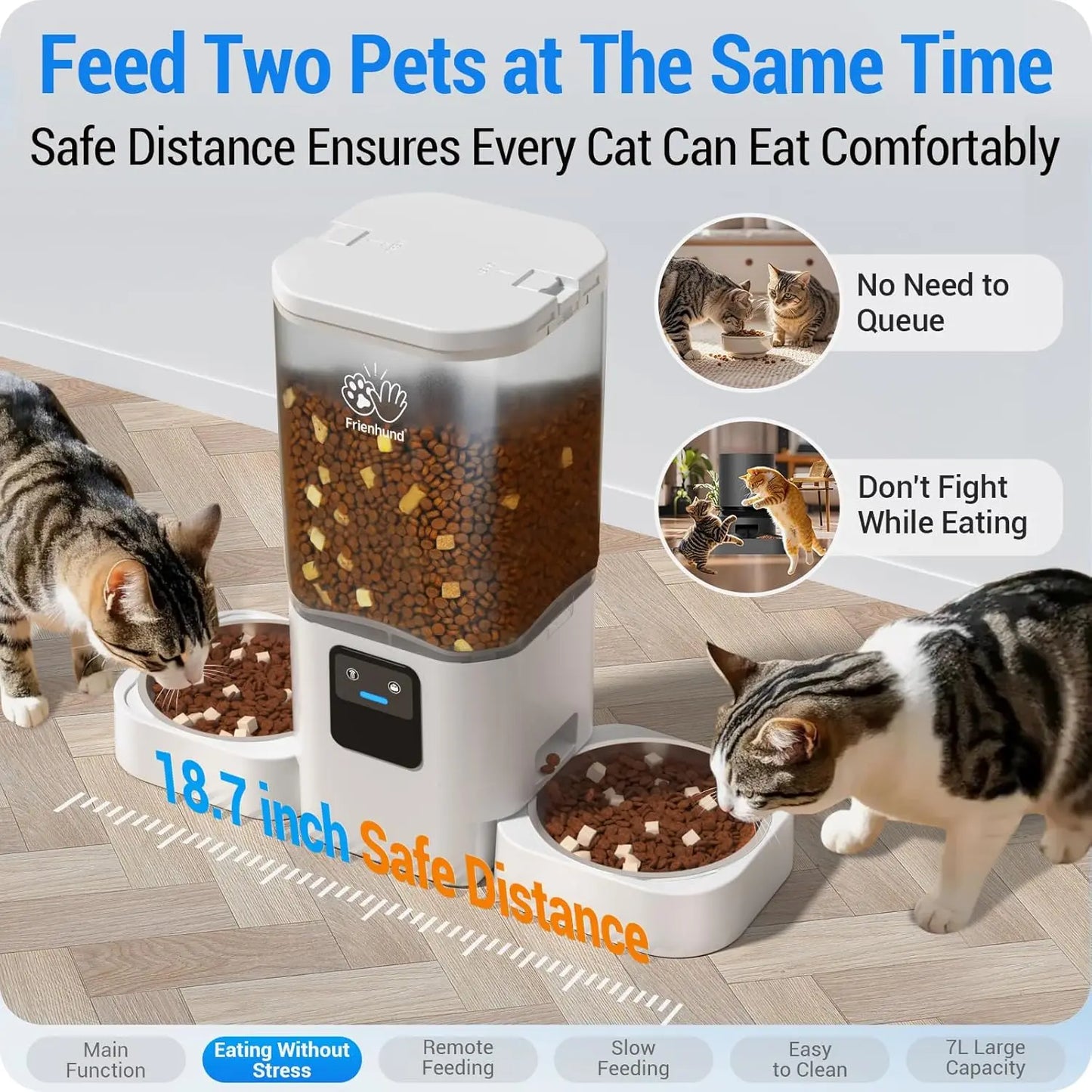 Smart Dual Pet Feeder With WiFi App Control Detachable Bowls