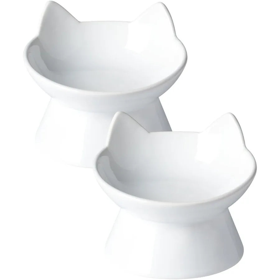 Hign-concerned Cat Elevated Food Bowl Anti Vomiting Whisker Friendly
