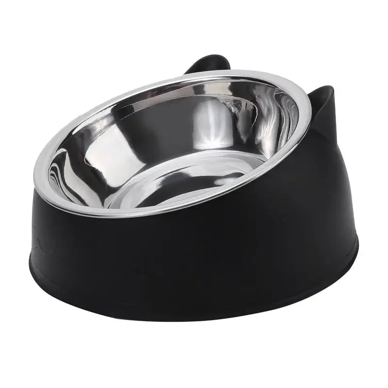 Stainless Steel Cat Feeding Bowl With Inclined Design For Cats
