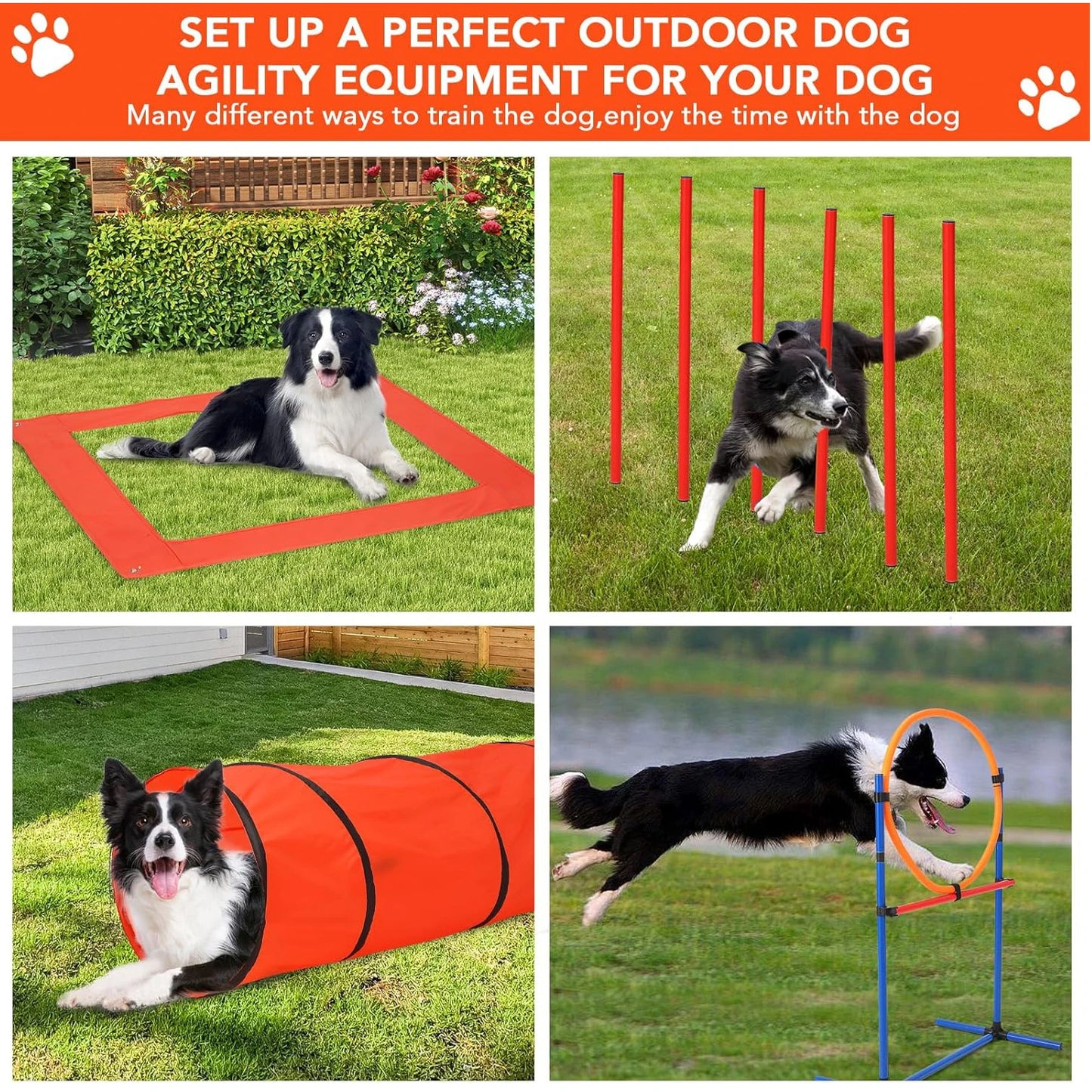 HiMISSH Dog Agility Training Equipment Set Obstacle Course Kit
