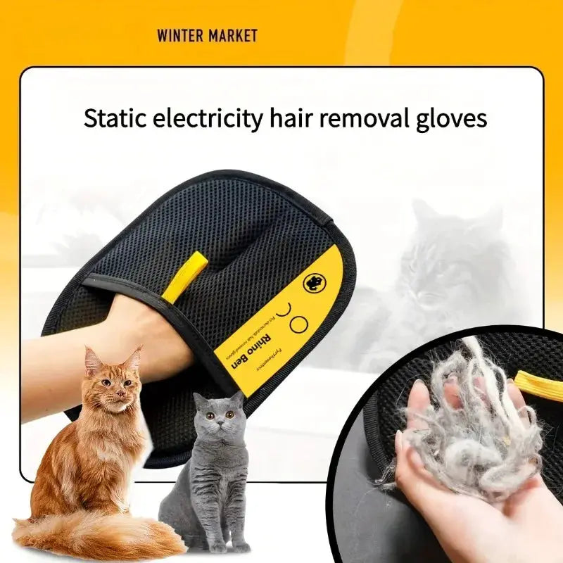 Large Size Pet Hair Removal Gloves, Static Cat Grooming Gloves, Polypropylene Fur Dander Remover for Dogs Cats by Furtastic Pet Essentials