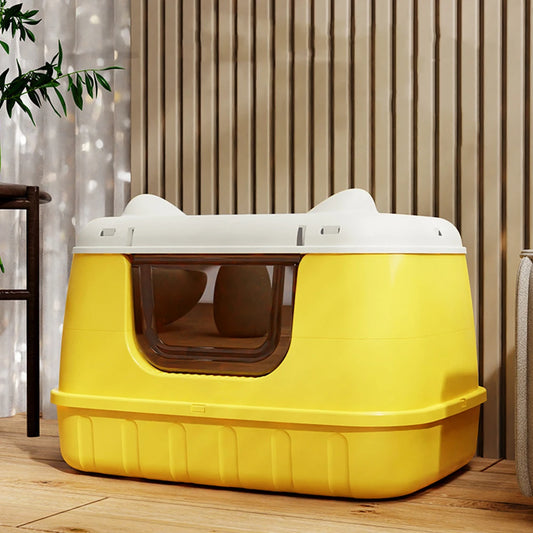 APWIKOGER Cat Litter Pan With Lid Anti Splashing For Large Cats