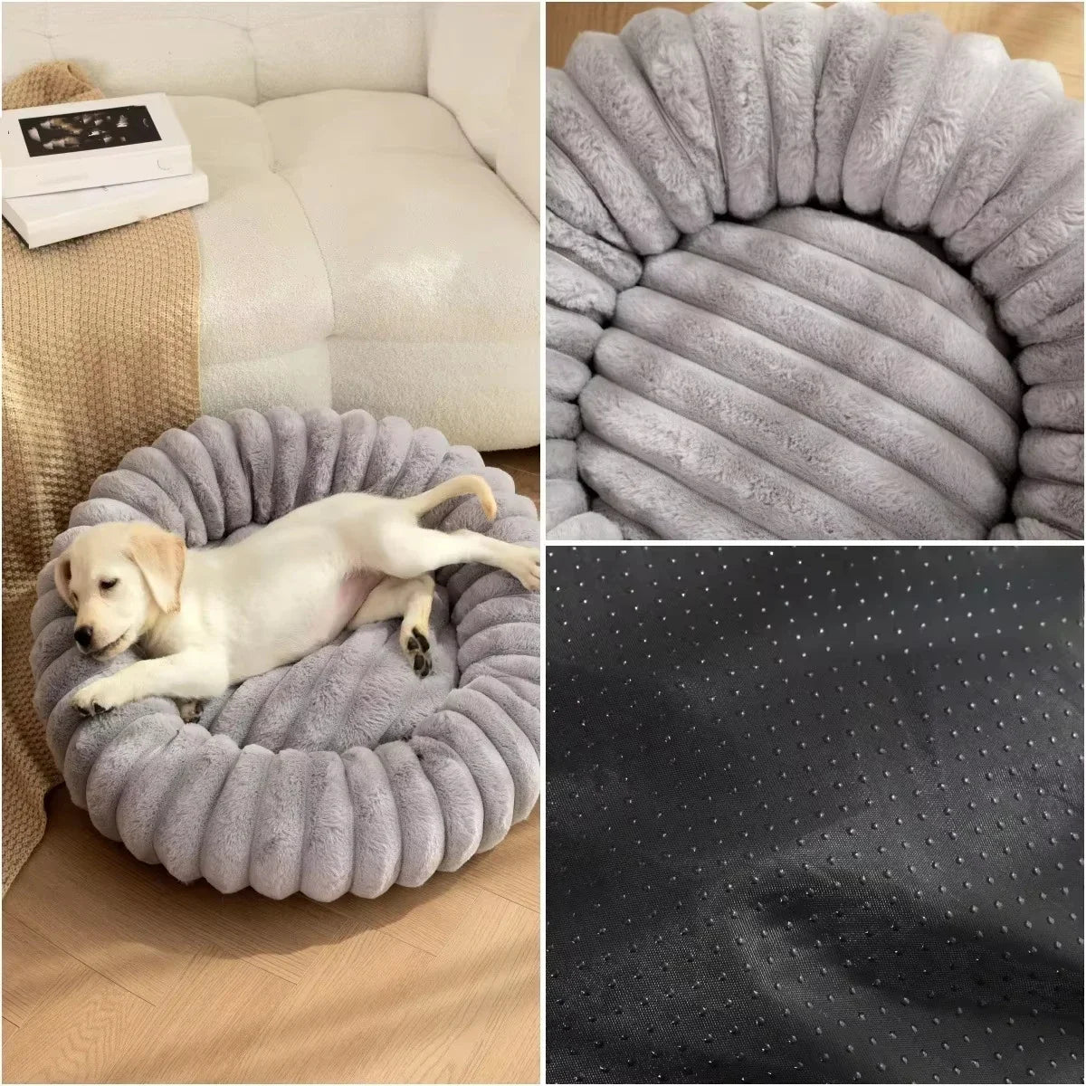 NONECN Round Plush Dog Bed For Winter Warmth