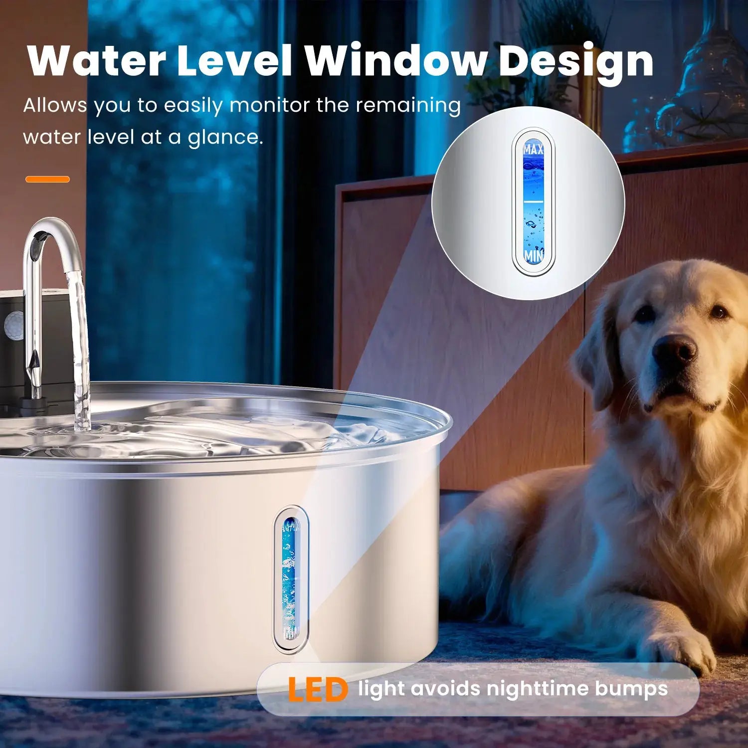 Cityflee Stainless Steel Pet Fountain With Motion Sensor Filtration Rechargeable by Furtastic Pet Essentials