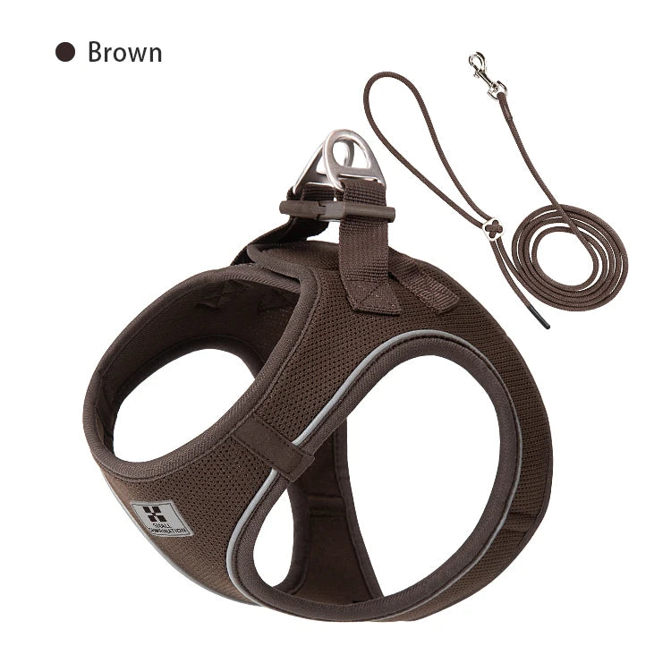 Small Combination Harness Leash Set Reflective Adjustable For Small Dogs