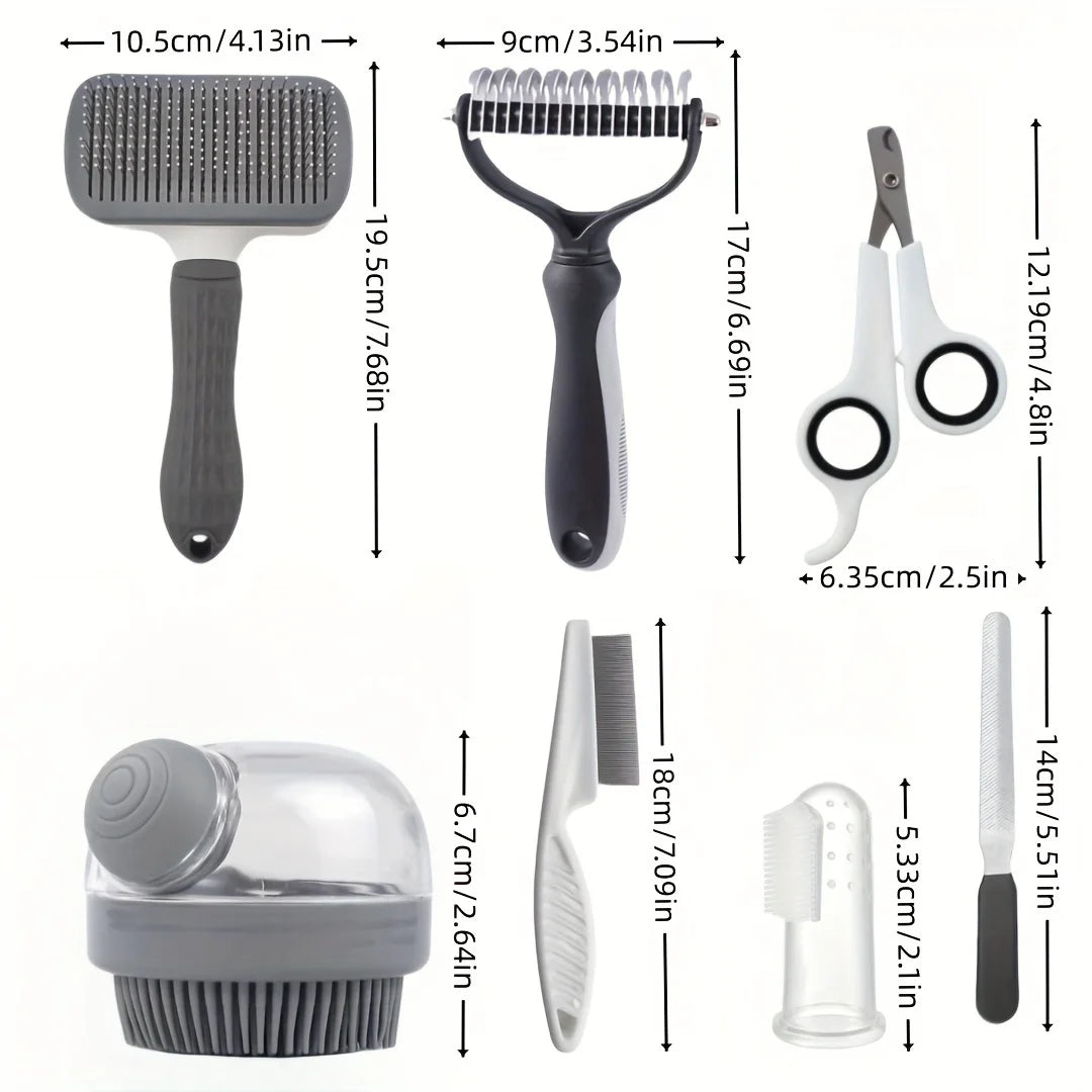 Dog Grooming Kit 8 Piece Self Cleaning Set With Clippers