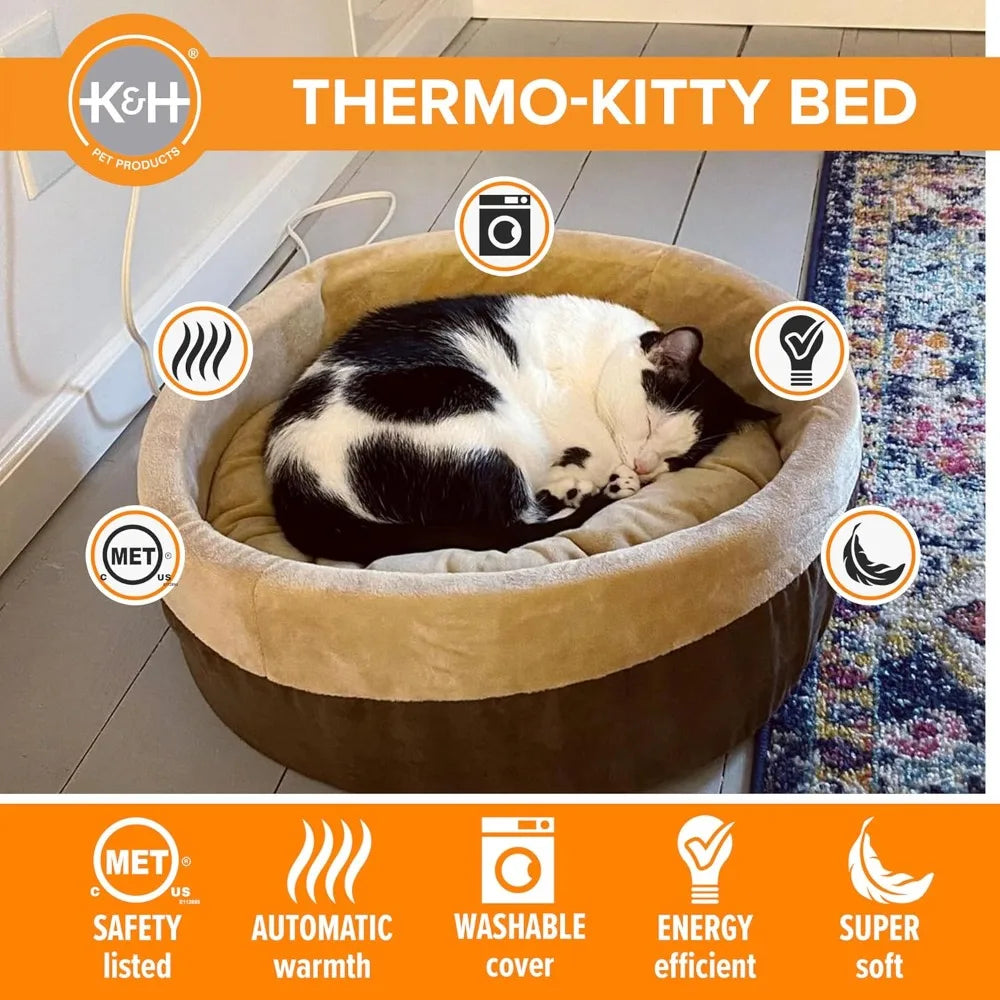 KH Pet Products Thermo Kitty Heated Calming Bed For Cats
