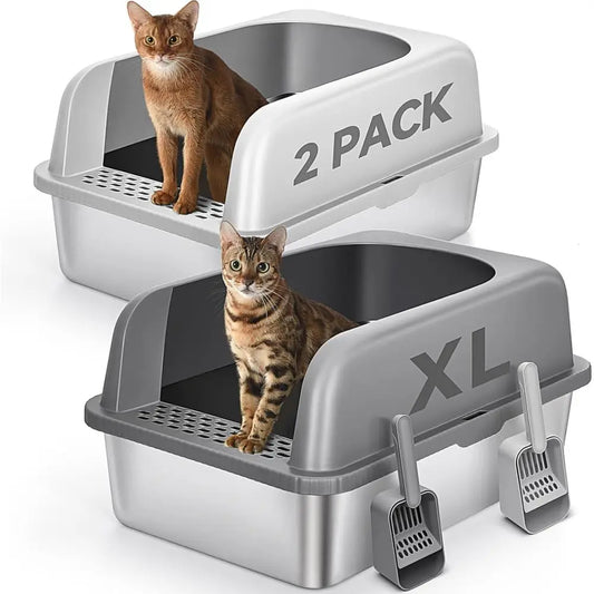 Stainless Steel Cat Litter Box With Lid Enclosed Design