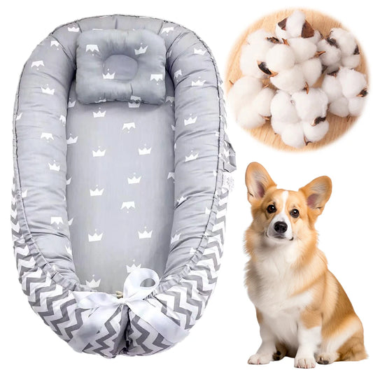Shunmaii Pet Dog Bed Mat With Pillow Removable Cover For Cozy Sleep