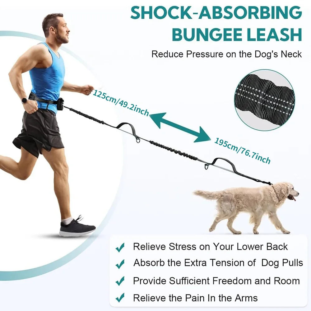 DCLOUDCN Hands Free Dual Dog Leash With Pouch