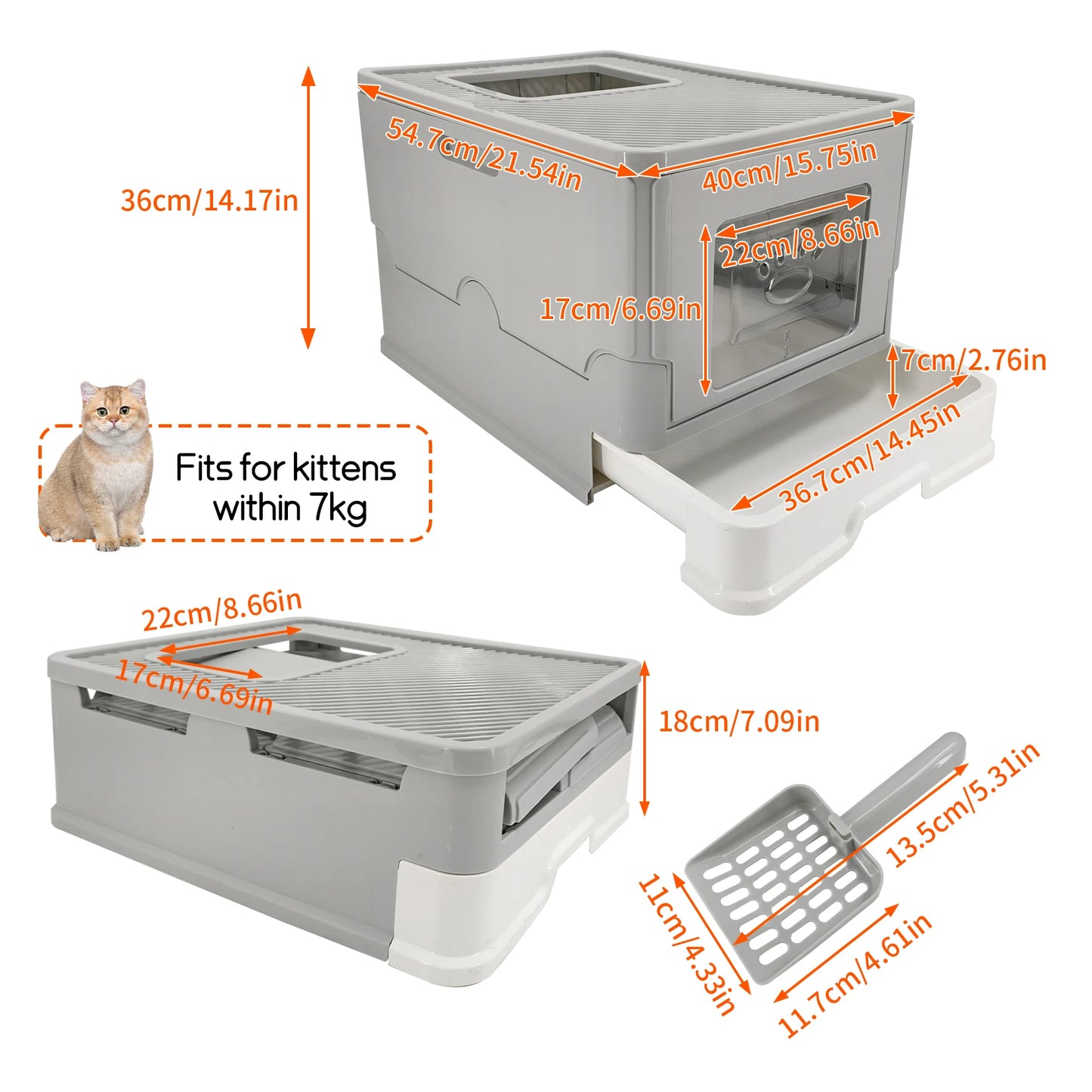 Feature 4-Style Enclosed Cat Litter Box With High Sides