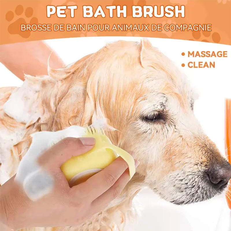 Bath Massage Brush For Pets Silicone Safe Pet Grooming Tool