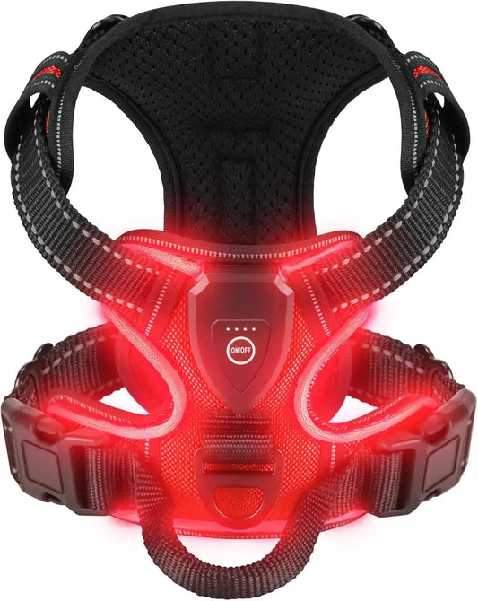 NONECN LED Glowing Dog Harness With Three Light Modes