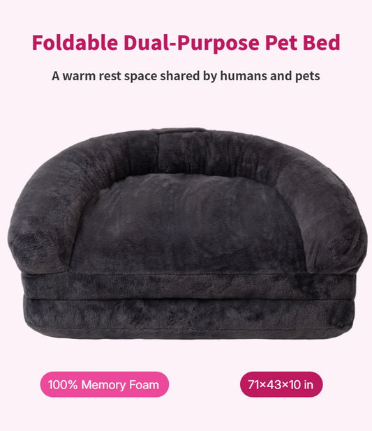 Dual Use Pet Bed Cozy Cuddler Mat For Shared Restful
