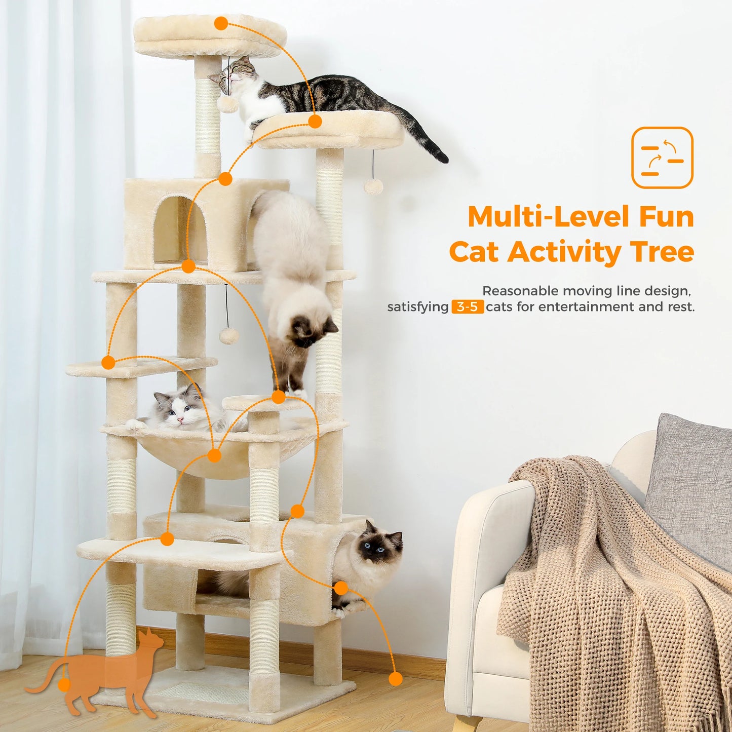PAWZ Road Large Cat Tree Indoor Cats With Sisal Posts