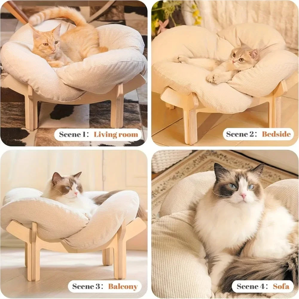 Dog Beds And Sofas Indoor Cat Condo Wooden Plush Lounger