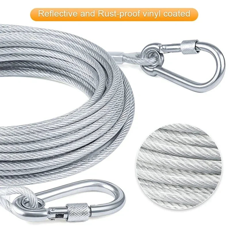 CN Double Headed Dog Tie Out Cable Leash Stainless Steel