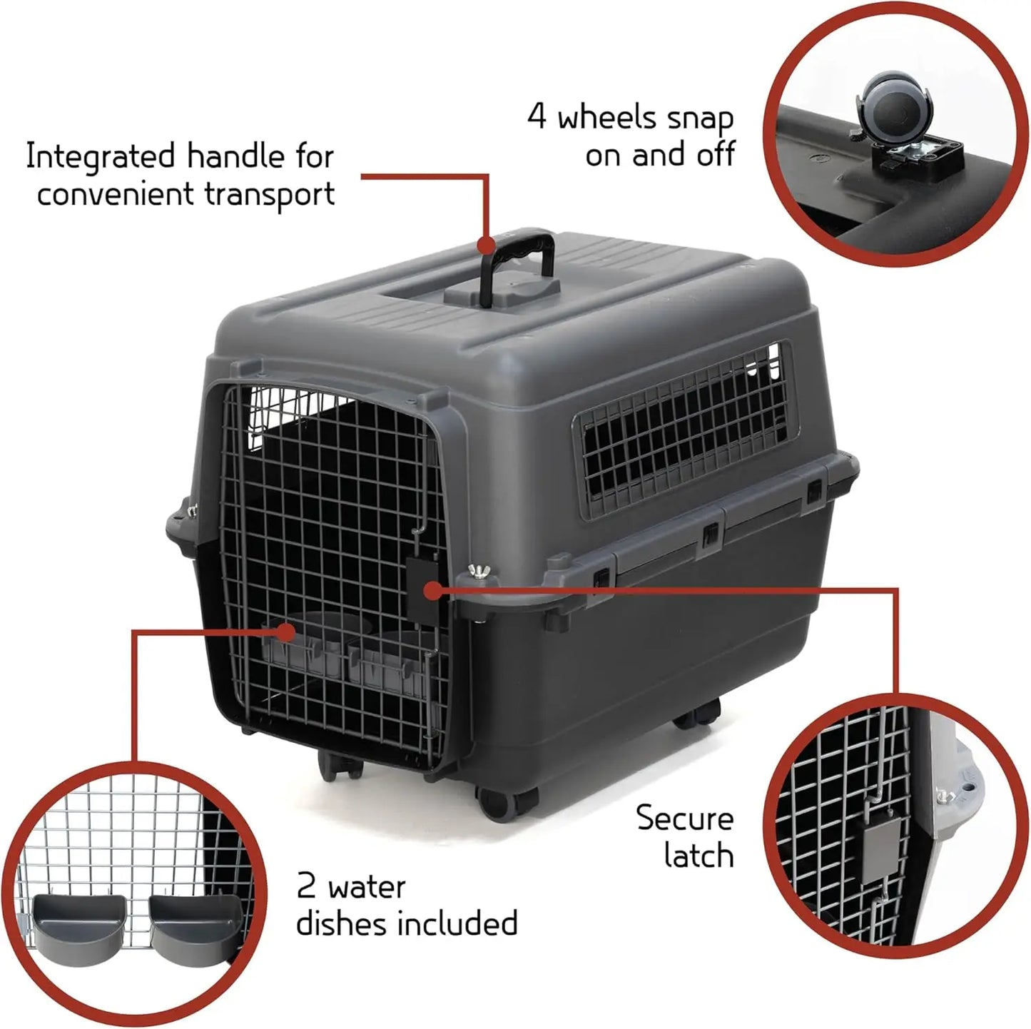 Airline Approved Travel Dog Crate With Wheels