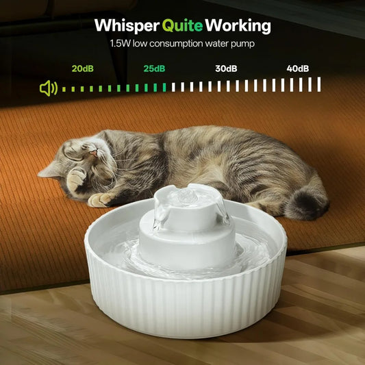 Ceramic Cat Water Fountain Pet Drinking Dispenser With Filter