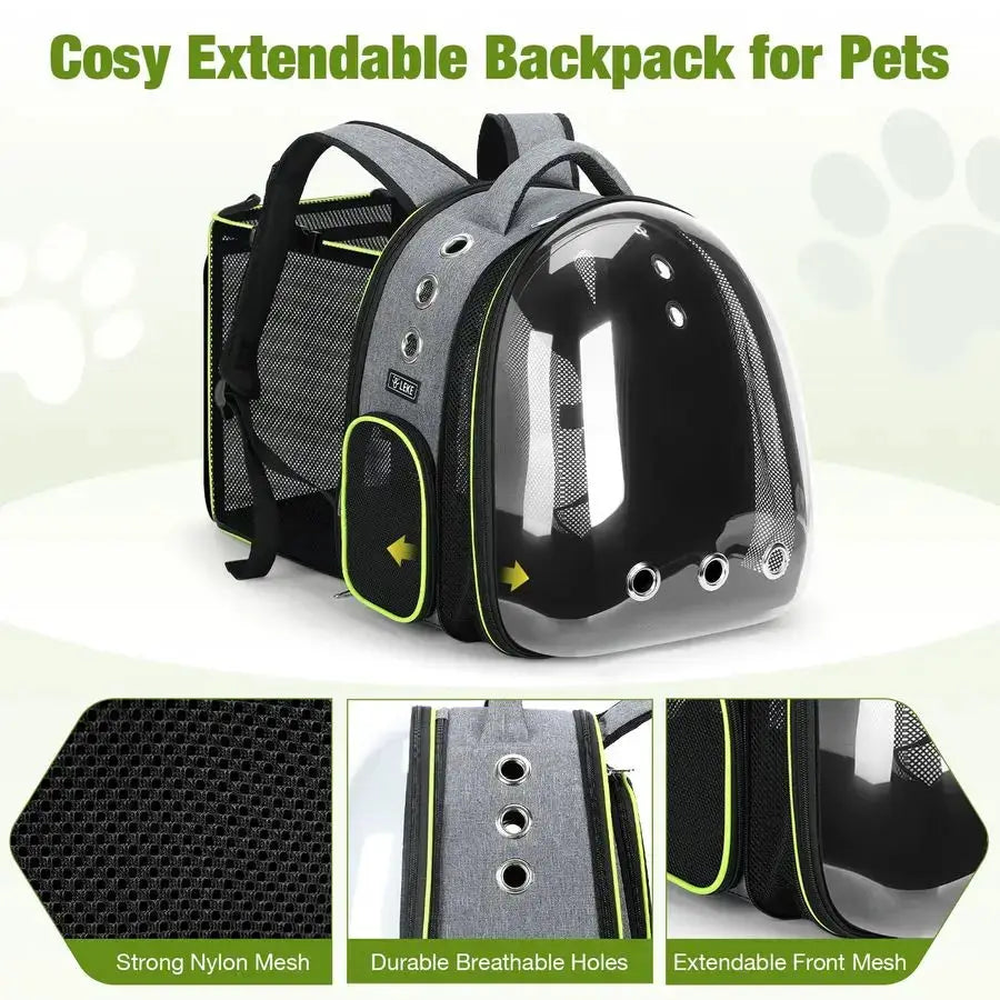 Bubble Cat Backpack Carrier With Expandable Space And Transparent Window by Furtastic Pet Essentials